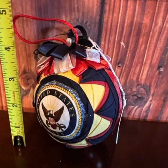 Handmade Quilted United States Navy Christmas Ornament‎ Eagle Emblem & Ribbon - Picture 3 of 6